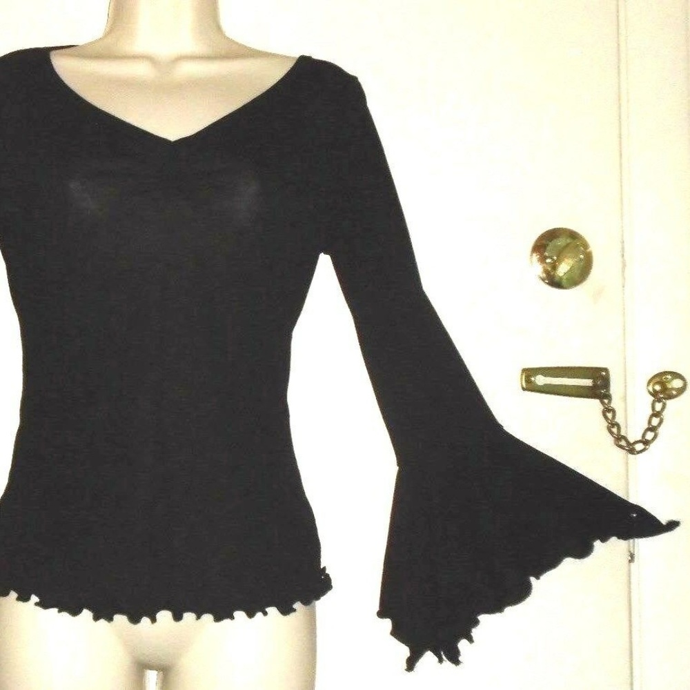 Vintage Flared Sleeves Scolloped Edges Sexy Top